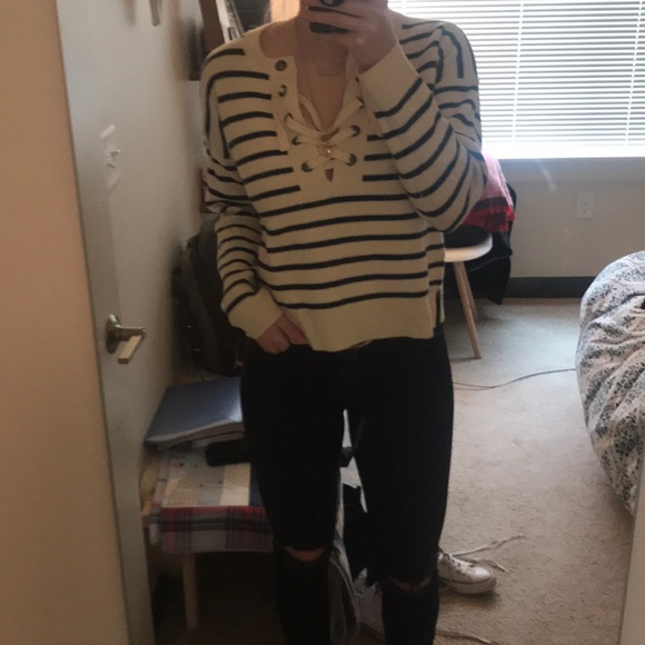 Cropped lace-up Madewell sweater - Picture 2 of 2